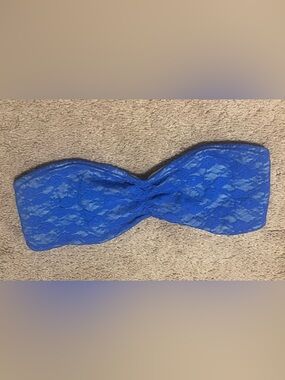 Victoria Secret Pink Royal Blue Lace Strapless Bandeau